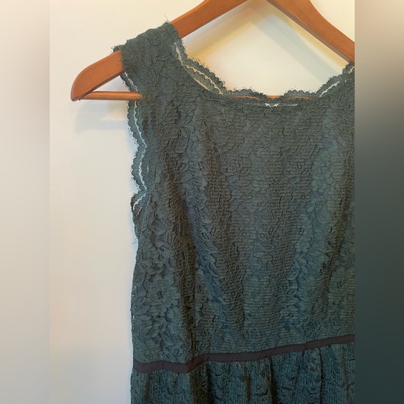 LOFT Forest Green Lace Shift Dress - Picture 2 of 9